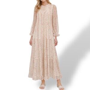 Shop Stevie Sonia Floral Midi Dress Women’s S Tiered Ruffle Boho Cottagecore NWT